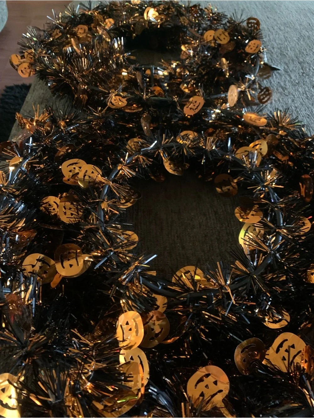 2 Halloween Pumpkin Wreath - Orange and Black Holiday Door Decor